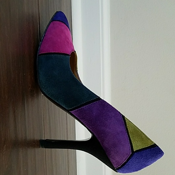 Multi-Colored Suede Nine West Heels - Picture 3 of 7